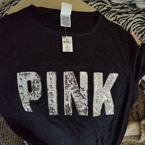 Victoria Secret Black Sequin Bling Shirt Large